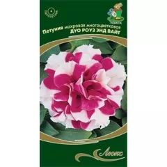Петуния махровая многоцветковая Дуо Роуз энд Вайт 10 шт ПОИСК