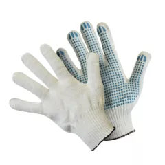 Перчатки вязаные ХБ, с ПВХ-точкой, 52 г, 10 класс, белые, без и/у