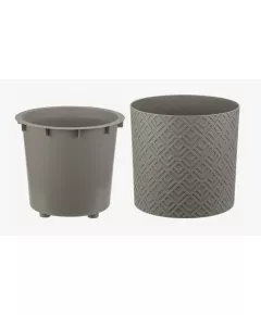 Кашпо Этна D200 мм с встав. Французский серый 3,4 л