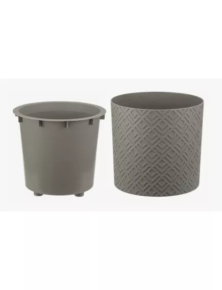 Кашпо Этна D200 мм с встав. Французский серый 3,4 л