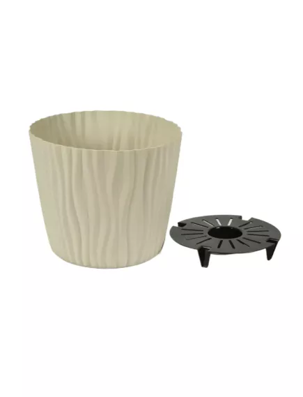 Кашпо Волна D200 мм с вклад. Кремовый 4 л